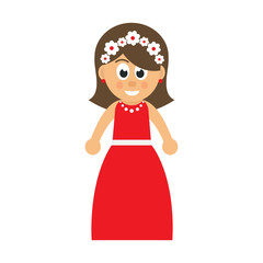 cartoon woman in red dress vector