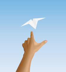 hand letting off the plane