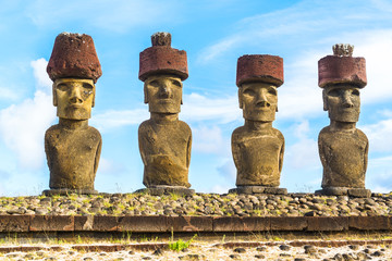 Moai with red topknot hat