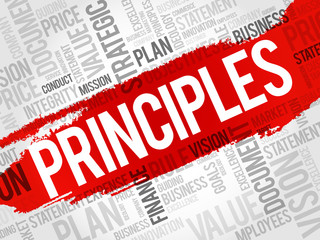 Principles word cloud, business concept