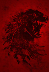 Monster Wolf on the grunge red background