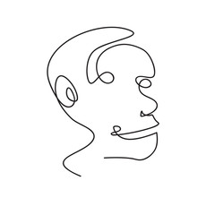 Vector continuous line. Abstract portrait of a man