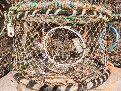 Lobster pots at Brixham Harbour, UK