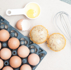 Baking ingredients with eggs