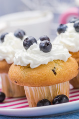 Sweet delicious muffins cream cranberries