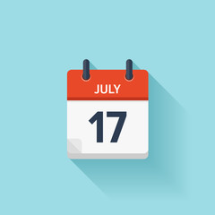July  17. Vector flat daily calendar icon. Date and time, day, month. Holiday.