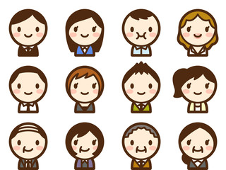 ビジネスマン　顔アイコン　セット