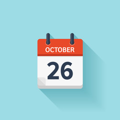 October 26 . Vector flat daily calendar icon. Date and time, day, month. Holiday.