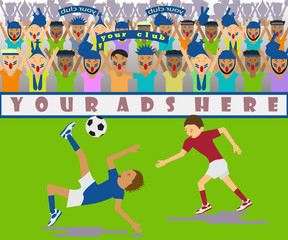 Illustration a soccer match in a flat design style. eps10