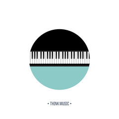 Vector illustration. Musical flat background. Piano key, keyboard. Melody. Instrument.