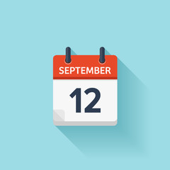 September  12. Vector flat daily calendar icon. Date and time, day, month. Holiday.