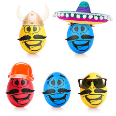 Concept of Easter egg with emotions faces isolated