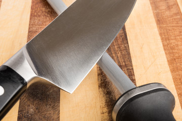 Sharpening knife closeup