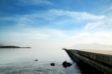 Fototapeta na wymiar Majorca, Port de Pollenca, walkway into the sea