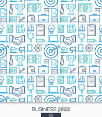 Business strategy wallpaper. Marketing seamless pattern. Tiling textures with thin line integrated web icons. Vector network illustration. Abstract background for mobile app, website, presentation.