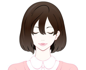 女性の表情 / 目を閉じる / 春服