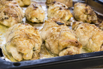 Baked chicken fillet stuffed with vegetables