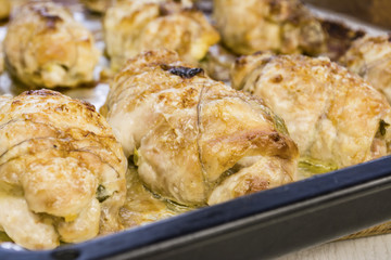 Baked chicken fillet stuffed with vegetables