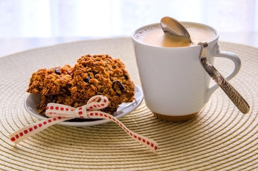 Homemade oat cookies with coffee