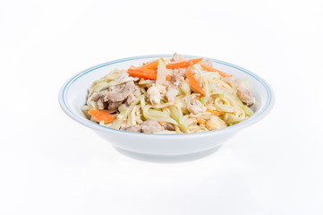 Fried noodles with bottle gourd and pork