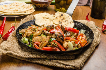 Sichuan meat mix with naan