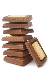 Stack of chocolate pieces with cookies
