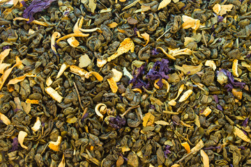 Background of green tea with additives