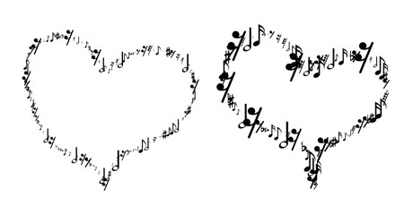 Musical notes in the form of heart