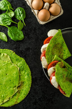 Homemade Spinach Crepes