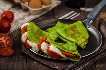 Homemade spinach crepes