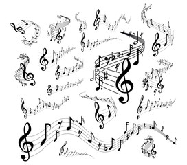Musical staves on white