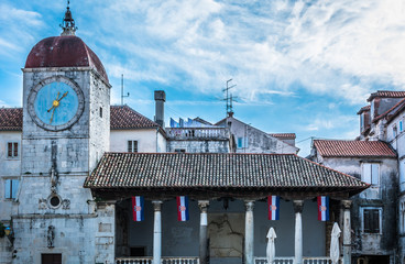 Old town Trogir, Croatia. / Architectural details of main square in Trogir, touristic town on Adriatic sea.
