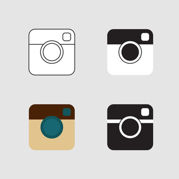 Hipster digital photo camera four icons set. Vector illustration