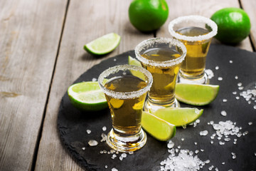 Gold mexican tequila shot