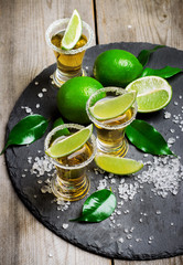 Gold mexican tequila shot