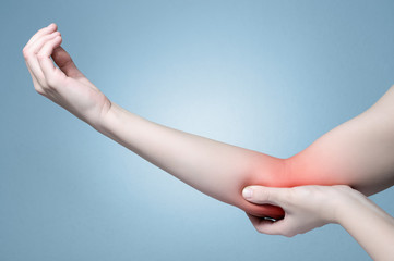 Hand with elbow pain