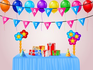Modern birthday background with balloons