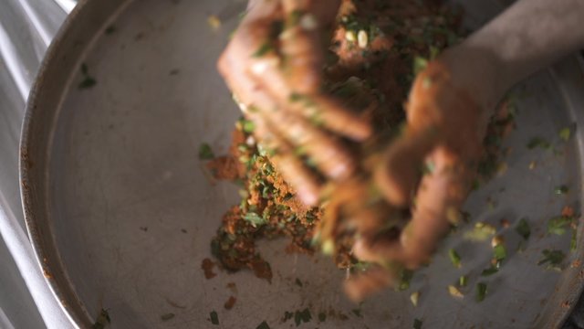 Preparing Steak Tartar A La Turca - Turkish Appetizer - Added Vegetables