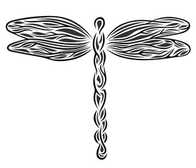 Simple drawing of a dragonfly, tribal style symbol