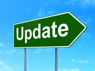 Web development concept: Update on road sign background