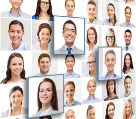 collage with many business people portraits