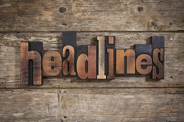 headlines written with letterpress type