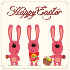 Collection isolated easter bunny. Happy Easter! Set cartoon easter bunny. 