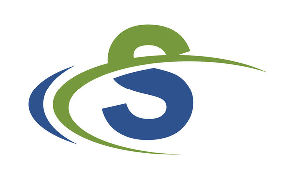S swoosh blue green letter logo