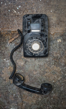 Old Vintage Phone Off The Hook On Grunge Background