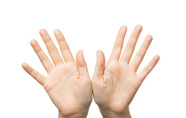 close up of two hands showing palms