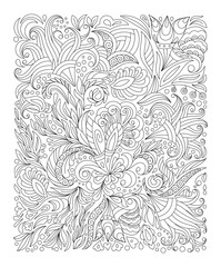hand drawn flower coloring page