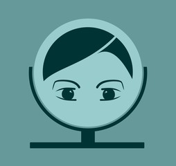 Portrait of elegant woman reflection in  mirror