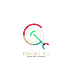 Vector thin line design logo magnifying glass, search and find or zoom logotype concept. Linear minimalistic business icon