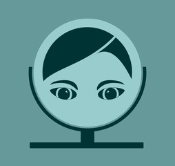 Portrait of elegant woman reflection in  mirror